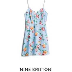 NWT  Nine Britton  Light Blue Floral Adjustable Spaghetti Strap Dress - XS